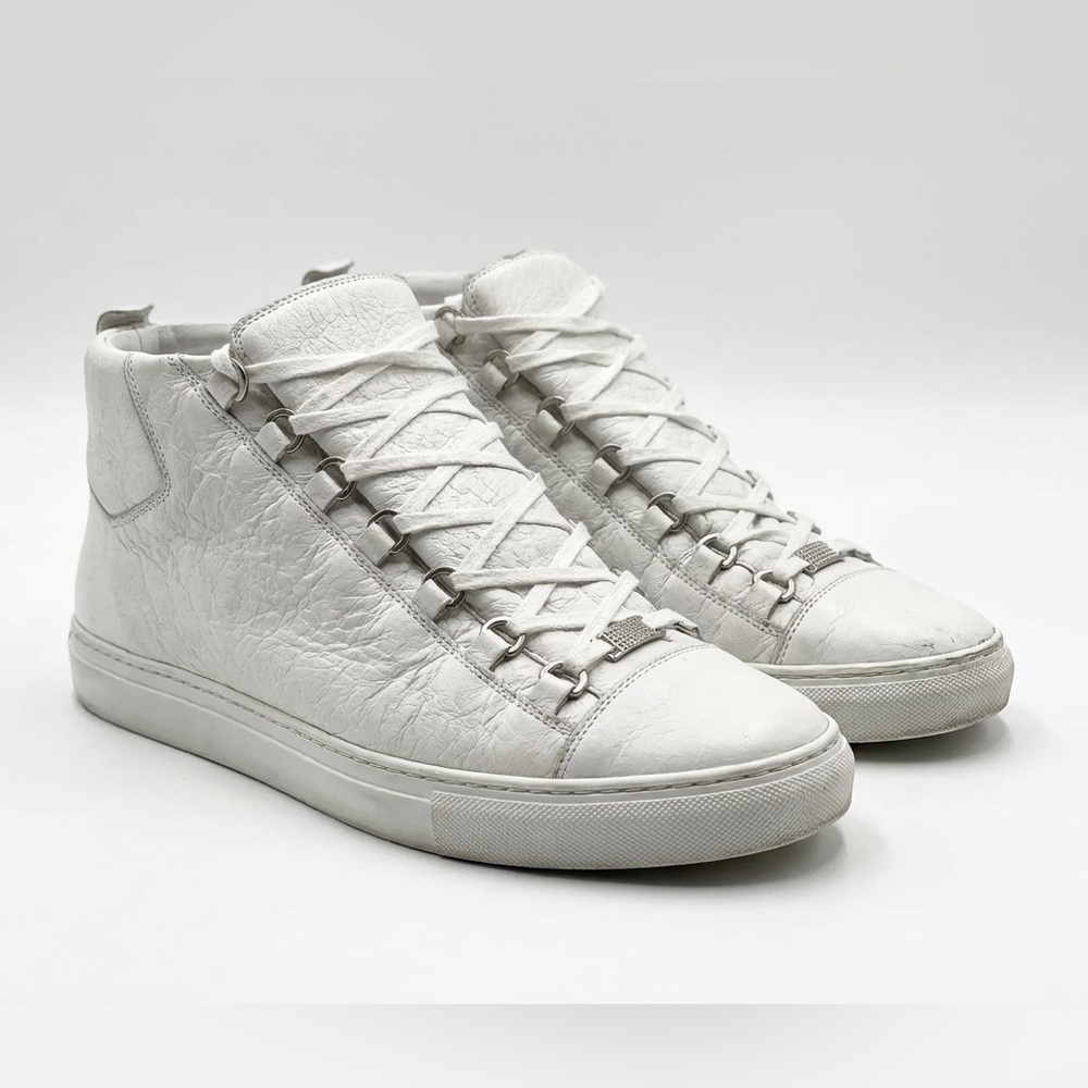 Balenciaga White High-Top Leather Sneakers